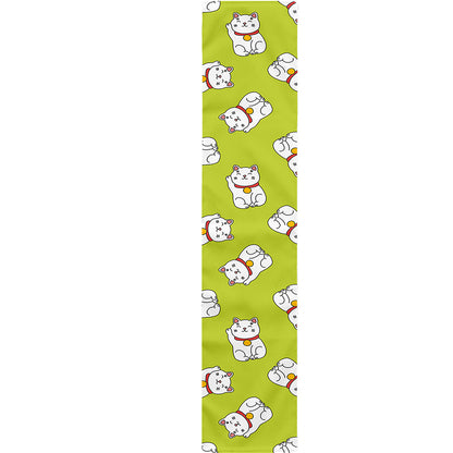 Japanese Lucky Cat Cartoon Print Table Runner