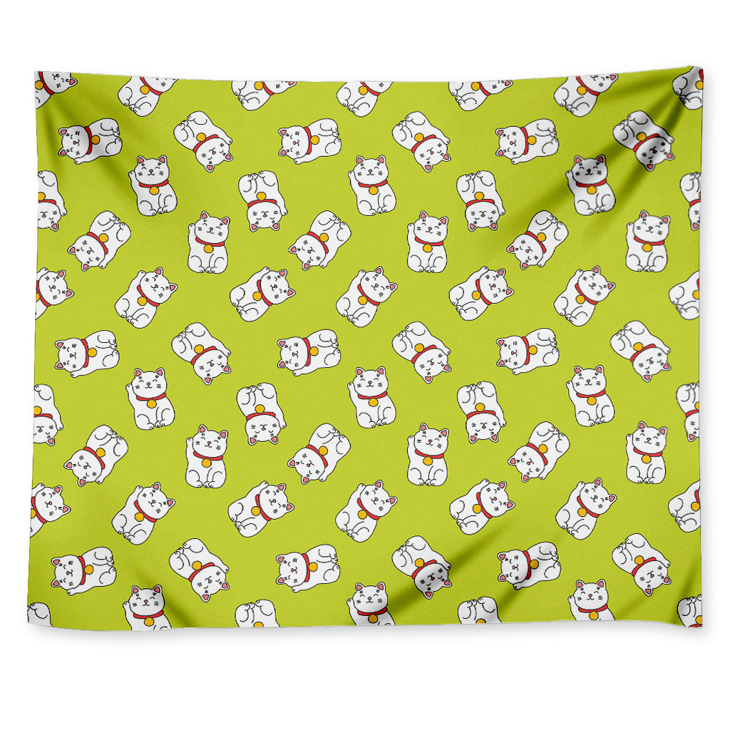 Japanese Lucky Cat Cartoon Print Tapestry