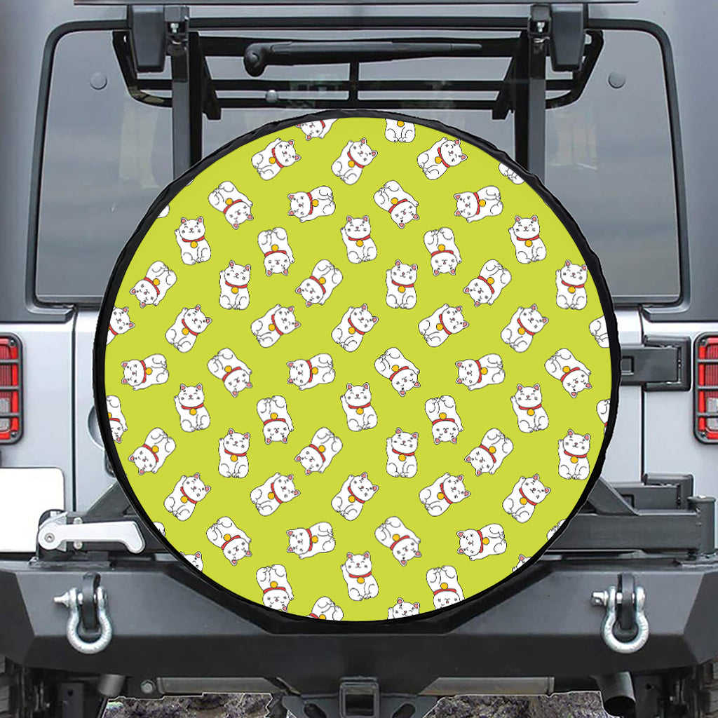 Japanese Lucky Cat Cartoon Print Tire Cover