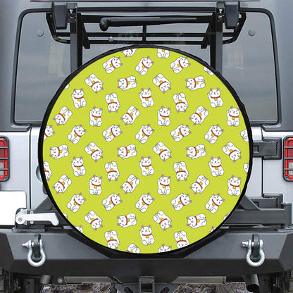 Japanese Lucky Cat Cartoon Print Tire Cover