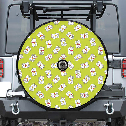 Japanese Lucky Cat Cartoon Print Tire Cover With Camera Hole