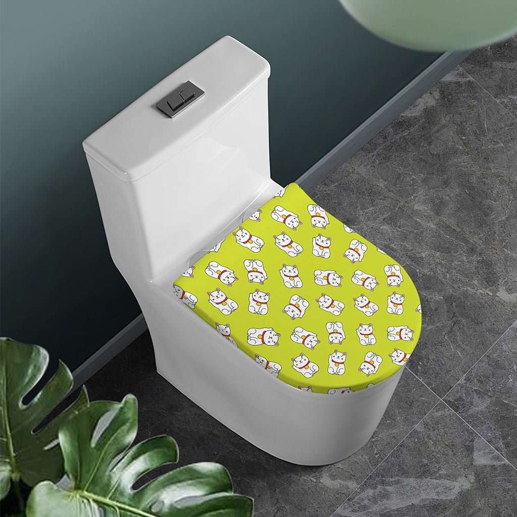 Japanese Lucky Cat Cartoon Print Toilet Lid Cover