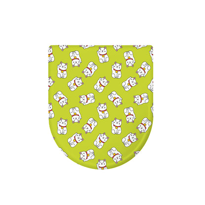 Japanese Lucky Cat Cartoon Print Toilet Lid Cover