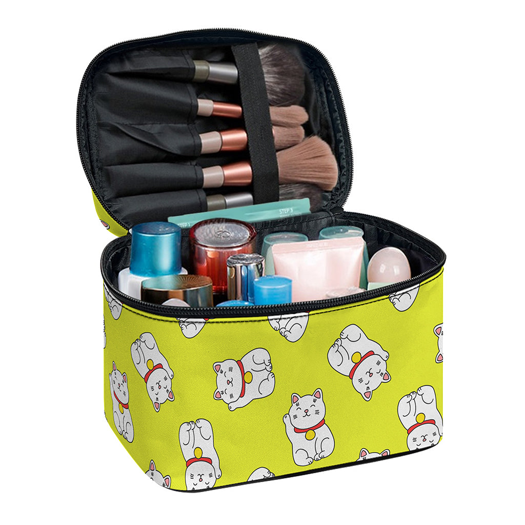 Japanese Lucky Cat Cartoon Print Travel Makeup Bag