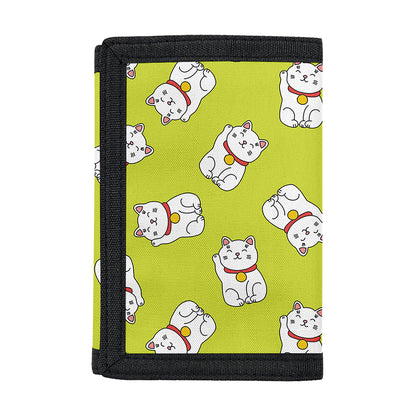 Japanese Lucky Cat Cartoon Print Trifold Wallet