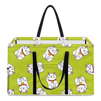 Japanese Lucky Cat Cartoon Print Utility Tote Bag