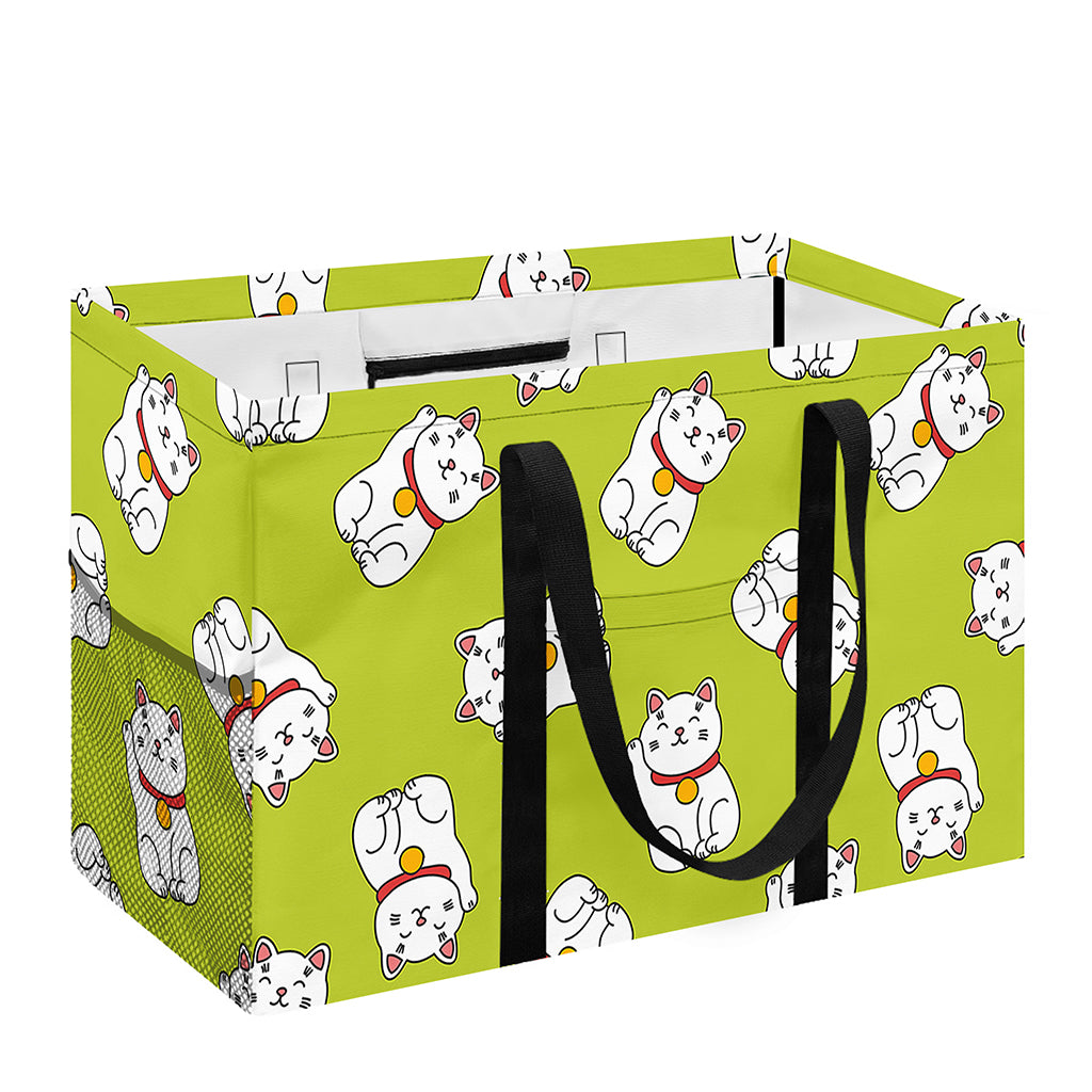 Japanese Lucky Cat Cartoon Print Utility Tote Bag