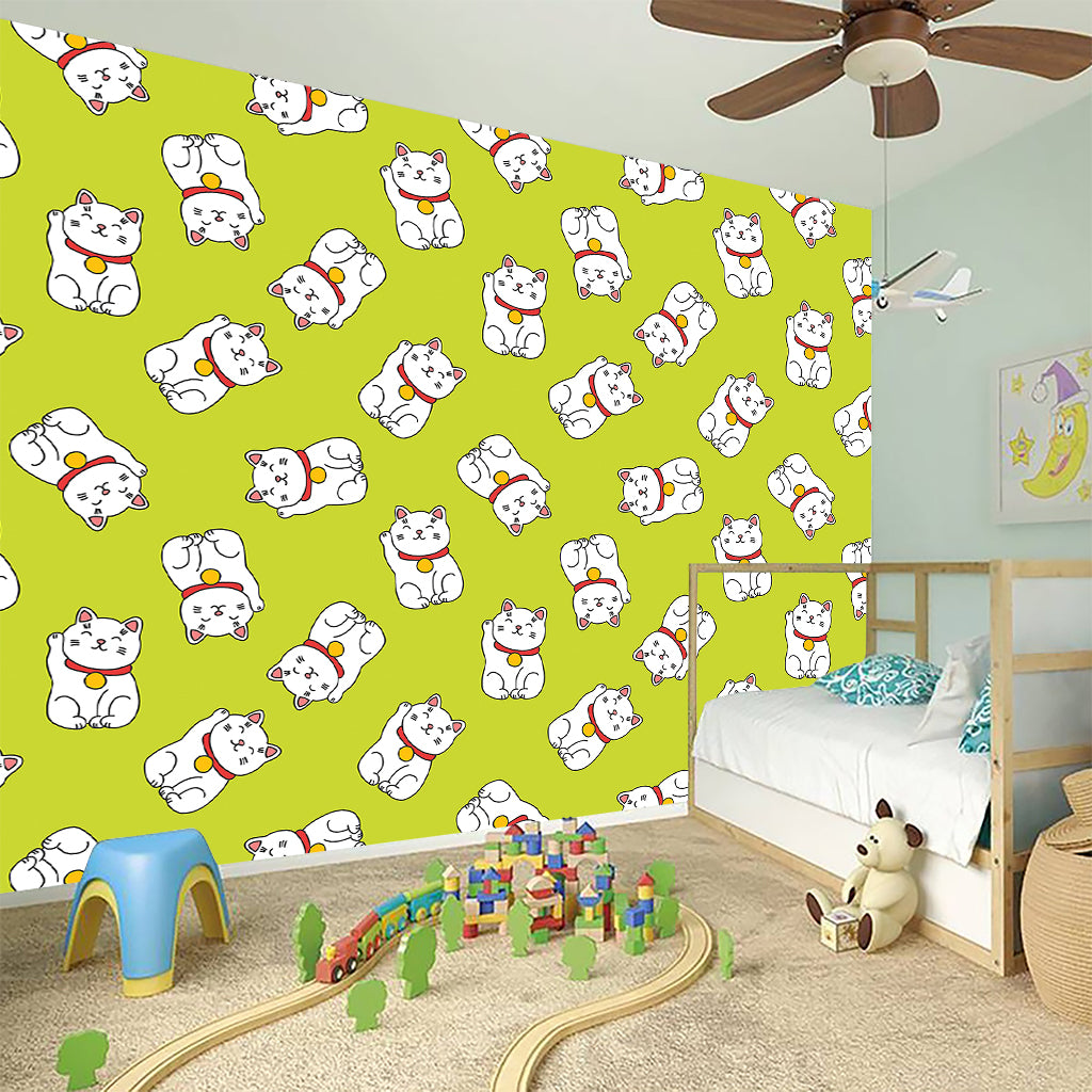 Japanese Lucky Cat Cartoon Print Wall Sticker