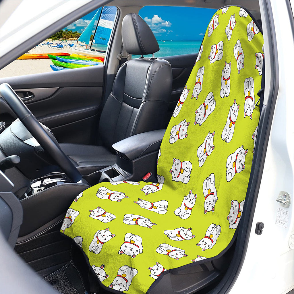 Japanese Lucky Cat Cartoon Print Waterproof Car Seat Cover