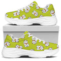 Japanese Lucky Cat Cartoon Print White Chunky Shoes