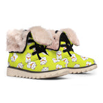 Japanese Lucky Cat Cartoon Print Winter Boots