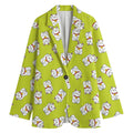 Japanese Lucky Cat Cartoon Print Women's Blazer