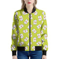 Japanese Lucky Cat Cartoon Print Women's Bomber Jacket