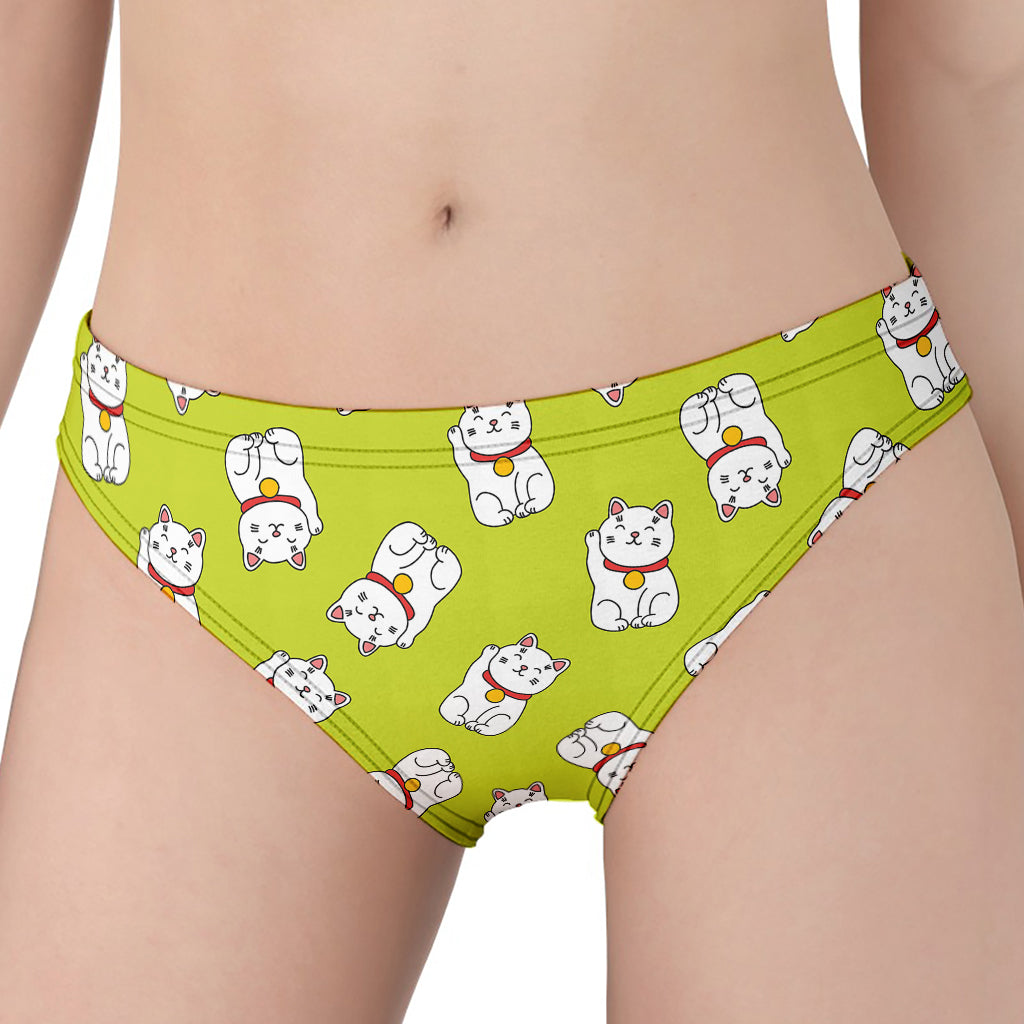 Japanese Lucky Cat Cartoon Print Women's Panties