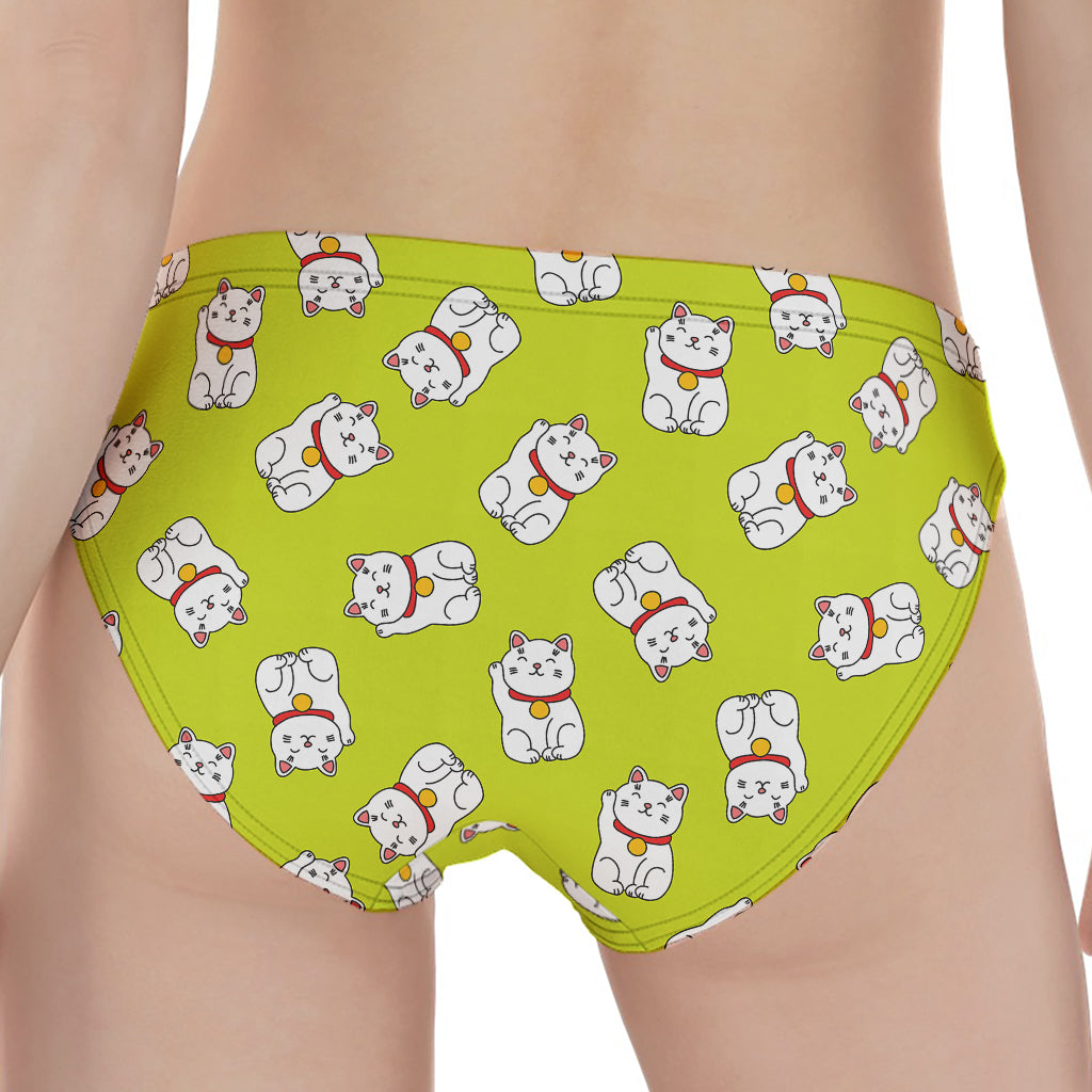 Japanese Lucky Cat Cartoon Print Women's Panties