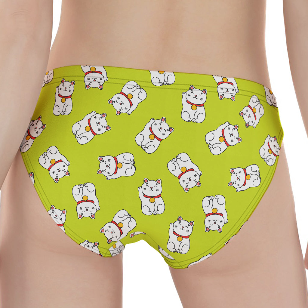 Japanese Lucky Cat Cartoon Print Women's Panties