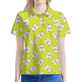 Japanese Lucky Cat Cartoon Print Women's Polo Shirt