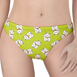 Japanese Lucky Cat Cartoon Print Women's Thong