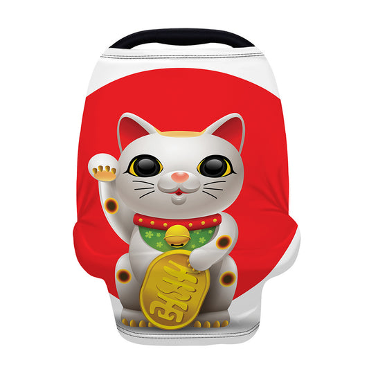 Japanese Lucky Cat Maneki Neko Print Baby Seat Cover