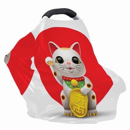 Japanese Lucky Cat Maneki Neko Print Baby Seat Cover
