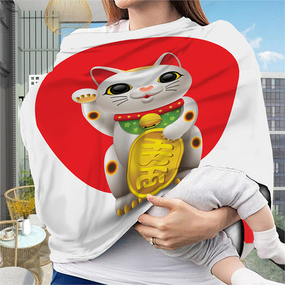 Japanese Lucky Cat Maneki Neko Print Baby Seat Cover