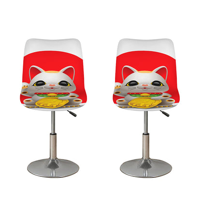 Japanese Lucky Cat Maneki Neko Print Bar Stool Covers