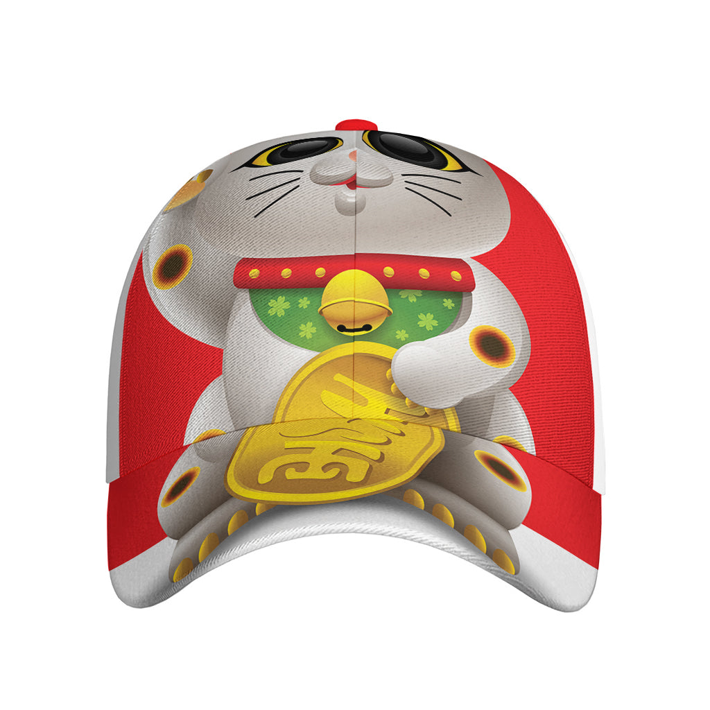 Japanese Lucky Cat Maneki Neko Print Baseball Cap