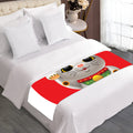 Japanese Lucky Cat Maneki Neko Print Bed Runner