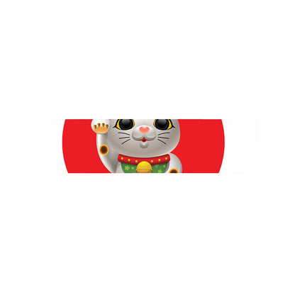 Japanese Lucky Cat Maneki Neko Print Bed Runner