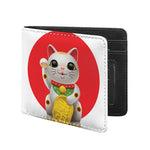 Japanese Lucky Cat Maneki Neko Print Bifold Wallet