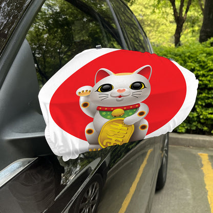Japanese Lucky Cat Maneki Neko Print Car Side Mirror Covers