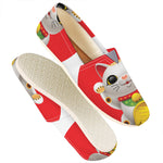 Japanese Lucky Cat Maneki Neko Print Casual Shoes