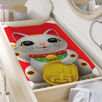 Japanese Lucky Cat Maneki Neko Print Changing Pad Cover