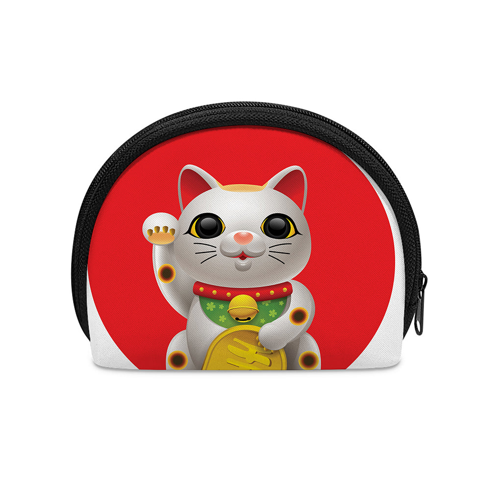 Japanese Lucky Cat Maneki Neko Print Coin Purse