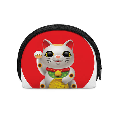 Japanese Lucky Cat Maneki Neko Print Coin Purse