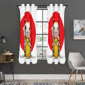Japanese Lucky Cat Maneki Neko Print Grommet Curtain Panels