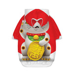 Japanese Lucky Cat Maneki Neko Print Dog Zip Up Hoodie