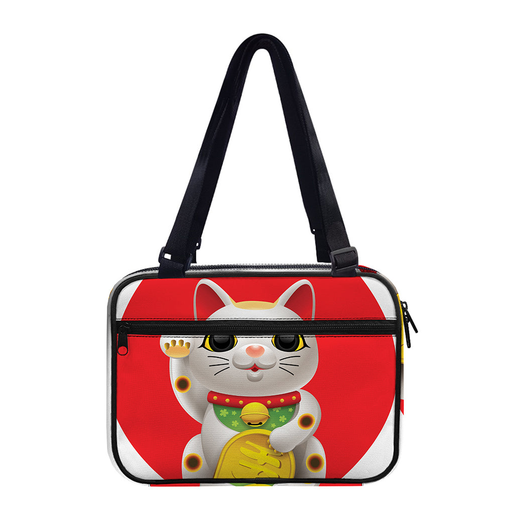 Japanese Lucky Cat Maneki Neko Print Double Strap Bible Bag