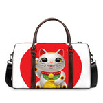 Japanese Lucky Cat Maneki Neko Print Duffle Bag