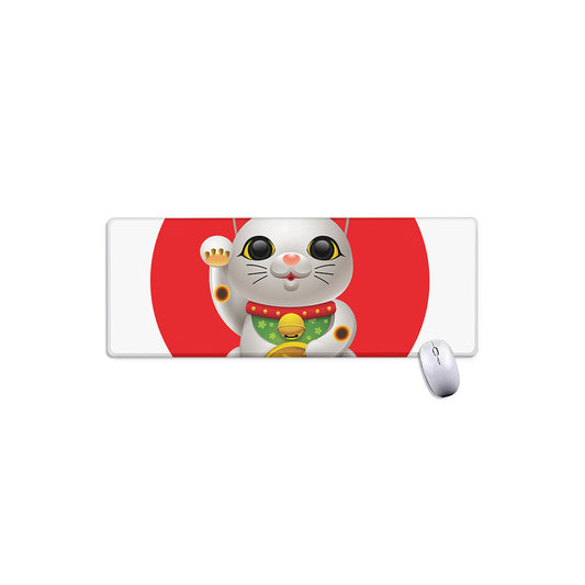 Japanese Lucky Cat Maneki Neko Print Extended Mouse Pad