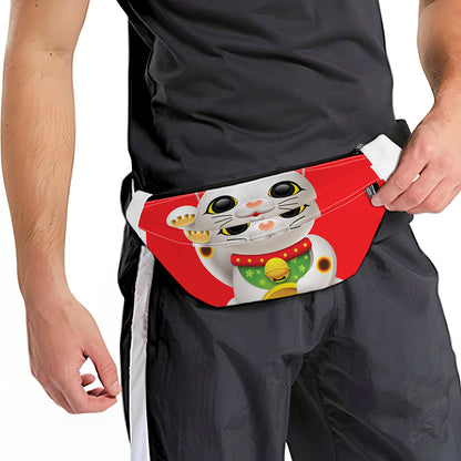 Japanese Lucky Cat Maneki Neko Print Fanny Pack