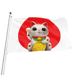 Japanese Lucky Cat Maneki Neko Print Flag