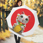 Japanese Lucky Cat Maneki Neko Print Foldable Umbrella