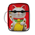 Japanese Lucky Cat Maneki Neko Print Front Pocket Bible Bag