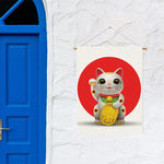 Japanese Lucky Cat Maneki Neko Print Garden Flag