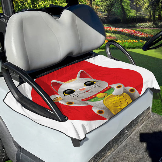 Japanese Lucky Cat Maneki Neko Print Golf Cart Seat Cover