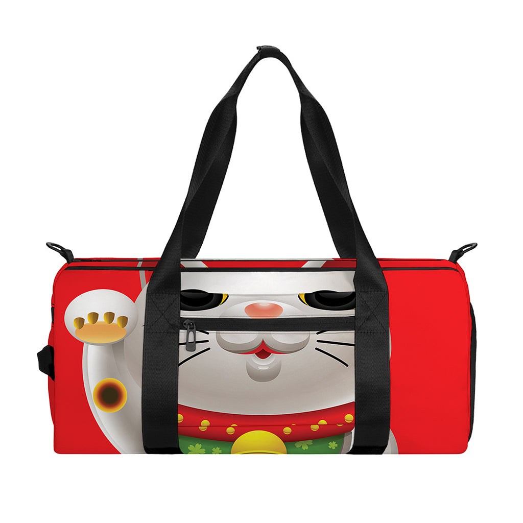 Japanese Lucky Cat Maneki Neko Print Gym Bag