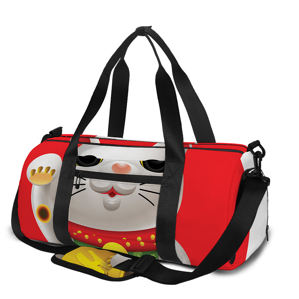 Japanese Lucky Cat Maneki Neko Print Gym Bag