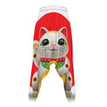 Japanese Lucky Cat Maneki Neko Print Hammer Pants