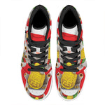 Japanese Lucky Cat Maneki Neko Print High Top Leather Sneakers